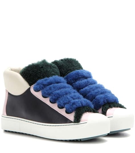 fendi fuzzy pink shoes|fendi shearling trimmed sneakers.